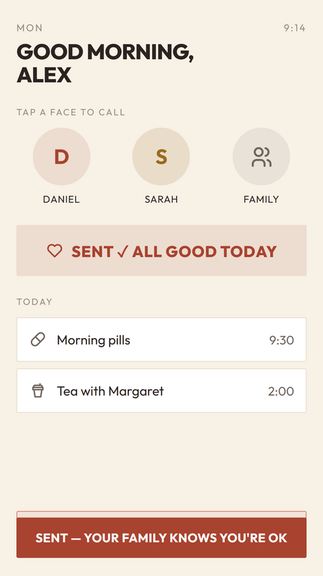 The I'm okay check-in sent — family knows they're fine